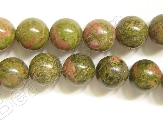 Unakite  -  Big Smooth Round Beads 16"