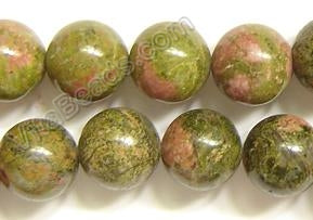 Unakite  -  Big Smooth Round Beads 16"