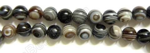 Brazilian Sardonix Agate  -  Smooth Round Beads  16"    12 mm