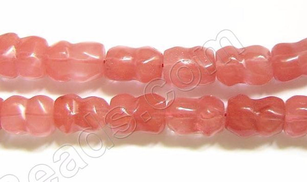 Cherry Quartz - Bone, Peanut Shape Beads 16"