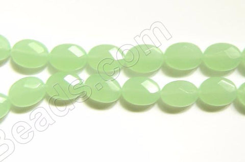 Light Olive Green Chalcedony Qtz -  016 Faceted Oval  16"