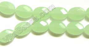 Light Olive Green Chalcedony Qtz -  016 Faceted Oval  16"