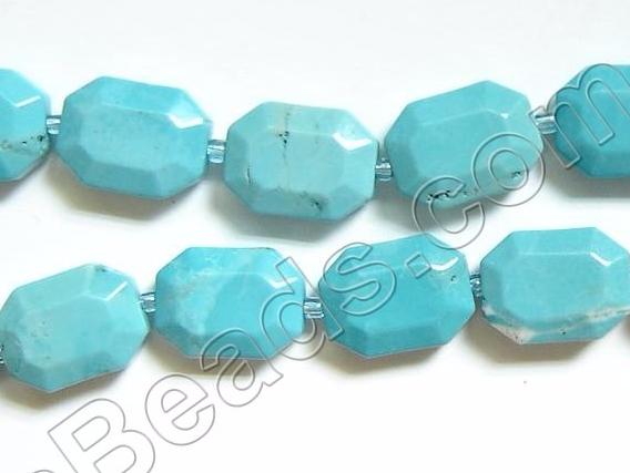 Stablelized Blue Turquoise - Double Edge Faceted Rectangle  16"