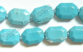 Stablelized Blue Turquoise - Double Edge Faceted Rectangle  16"