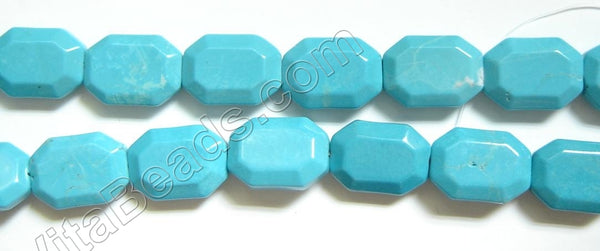 Stablelized Blue Turquoise - Double Edge Faceted Rectangle  16"