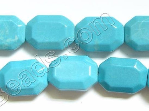 Stablelized Blue Turquoise - Double Edge Faceted Rectangle  16"