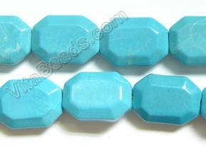 Stablelized Blue Turquoise - Double Edge Faceted Rectangle  16"