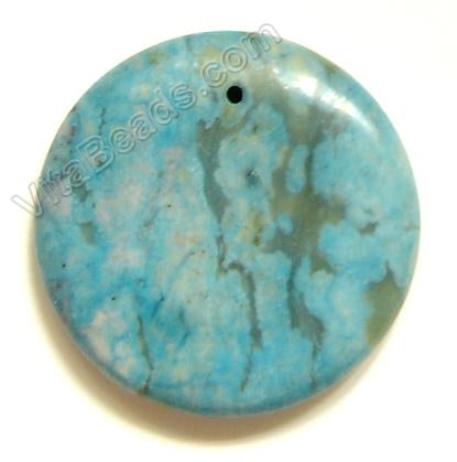 Pendant - Smooth Round Turquoise Jasper