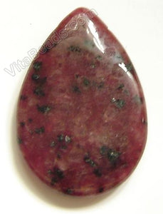 Pendant - Smooth Teardrop Kiwi Stone Ruby