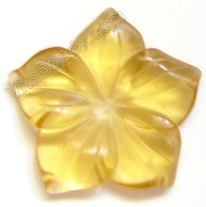 Carved 5-Petal Flower Pendent - Yellow Crystal