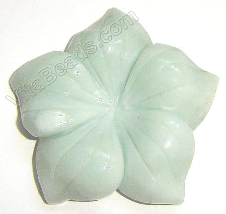 Carved 5-Petal Flower Pendant Amazonite