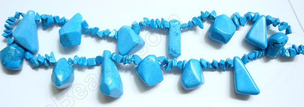 Howlite Turquoise - Irregular Machine Cut Nuggets  16"
