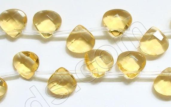 Light Citrine Crystal Quartz  -  13mm Faceted Flat Briolette 16"