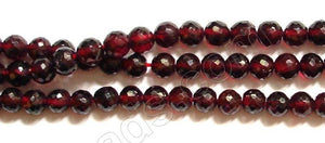 Garnet  -  Faceted Round Beads  16"