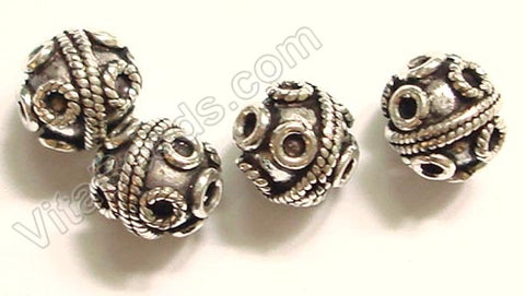 Sterling Silver Round Bali Beads With Circle Design