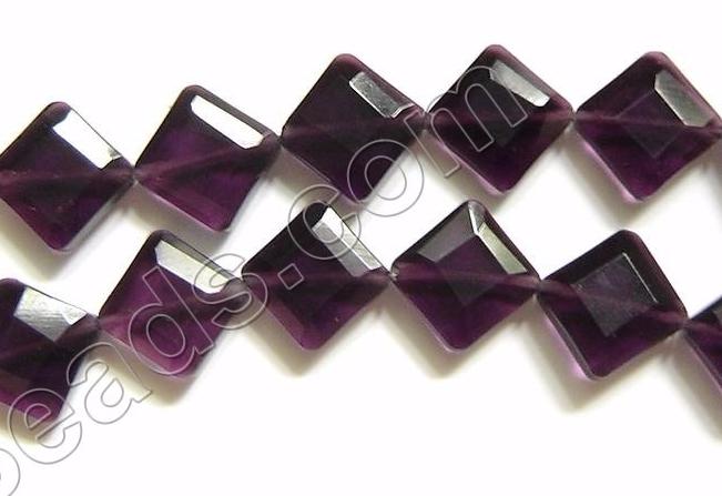 Double Edge Di-drilled Faceted Square  -  Red Fluorite  16"