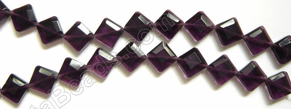 Double Edge Di-drilled Faceted Square  -  Red Fluorite  16"