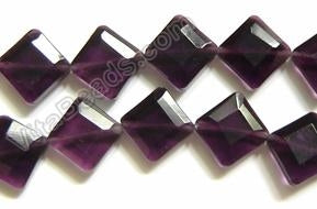 Double Edge Di-drilled Faceted Square  -  Red Fluorite  16"