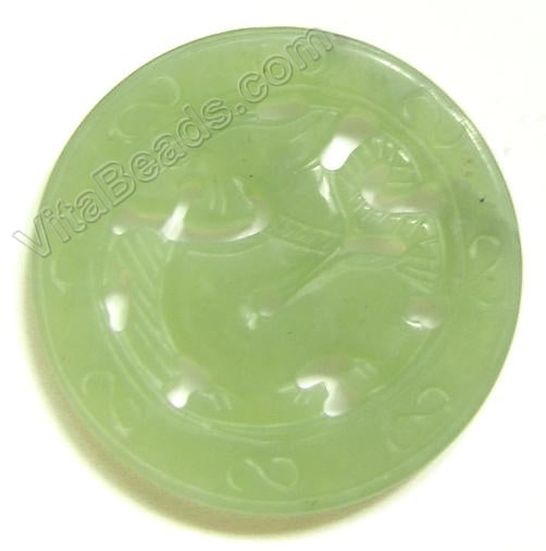 New Jade Pendant - Round Dragon Wheel Design