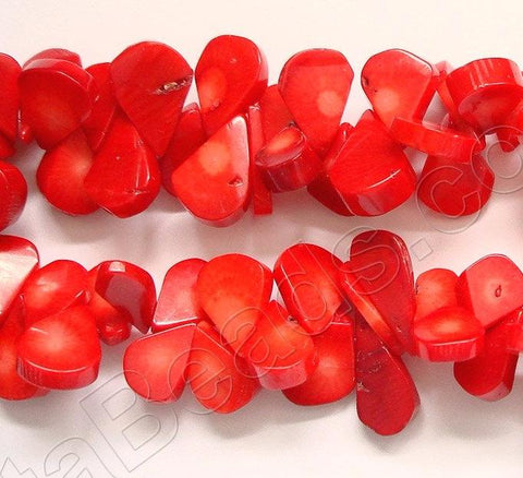 Red Coral  -  Top Drilled Flat Pears  16"