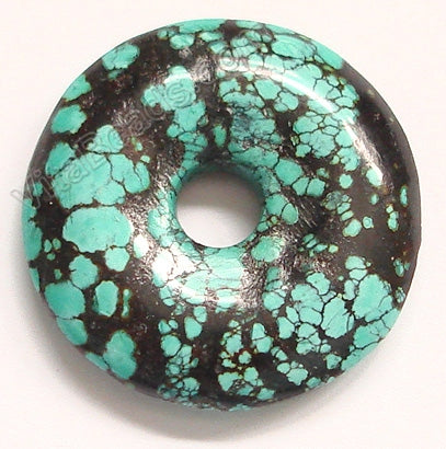Smooth Pendant - Donut Chinese Turquoise w/ Black