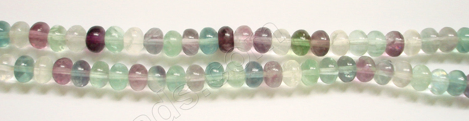 Fluorite (w/ Green Fluorite)   -  Smooth Rondel  16"     5 x 8 mm