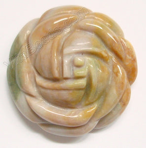 Carved Flower Pendant - Fancy Jasper - Butter Yellow