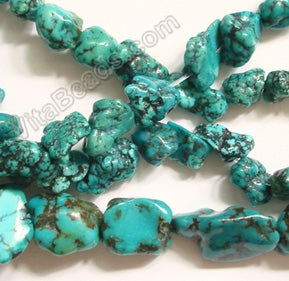 Blue Chinese Turquoise w/ Matrix - Free Form Nuggets  16"