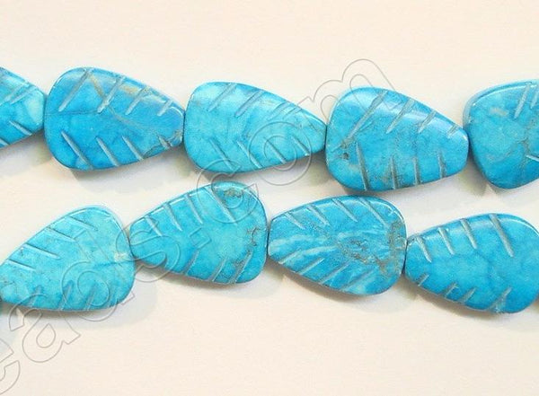 Carved Leaves - Howlite Turquoise  16"