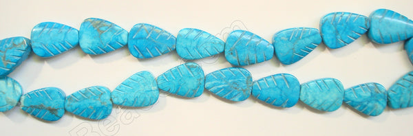 Carved Leaves - Howlite Turquoise  16"