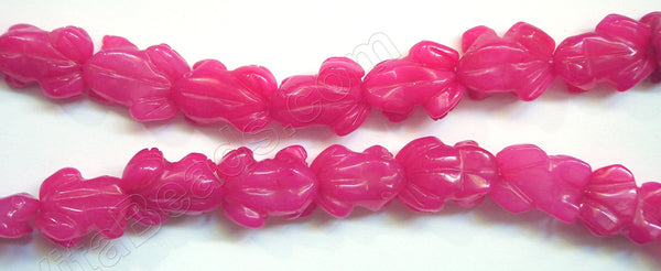 Fuchsia Jade - Carved Frogs Strand  16"