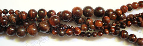 Red Tiger Eye AB -  Smooth Round   16"   12 mm