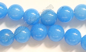 Dyed Jade (Aqua) Dark  -  Smooth Round  16"     6 mm