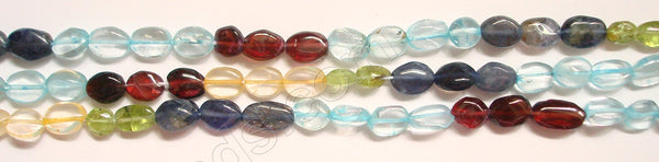 Multicolor Gems (5 Colors)  -  6-10mm Flat Oval 13.5"