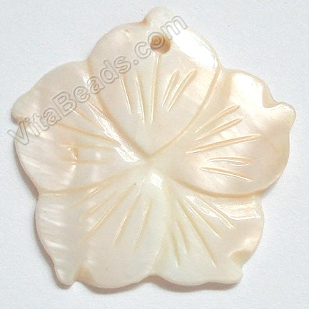 Carved Shell Pendant 5-petal - Natural Lavender