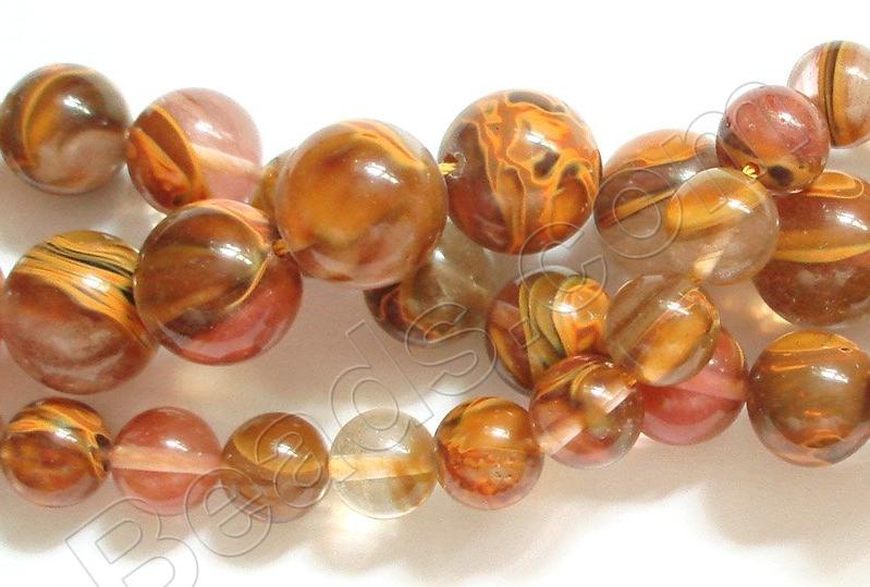 Yellow Cherry Quartz  -  Smooth Round Beads 16"     12 mm