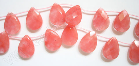 Cherry Quartz  -  13x18mm Faceted Flat Briolette  16"