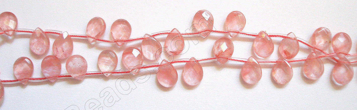 Cherry Quartz  -  7x10mm Faceted Flat Briolette 16"