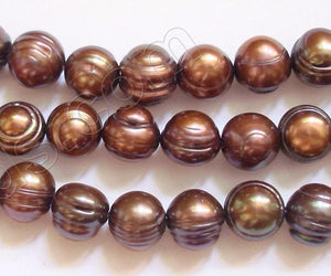 Fresh Water Pearls  -  Bronze Acorn Potato 16"