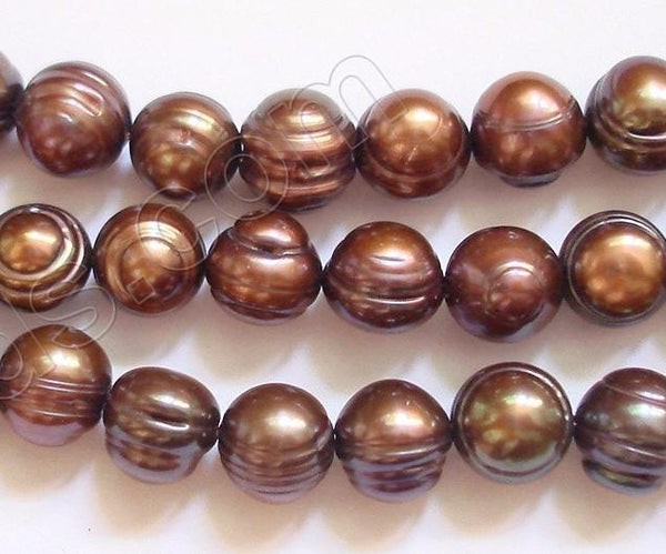 Fresh Water Pearls  -  Bronze Acorn Potato 16"