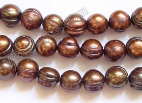 Fresh Water Pearls  -  Bronze Acorn Potato 16"