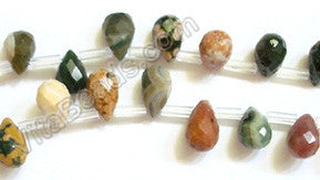 Ocean Jasper - 7x10mm Faceted Teardrop 16"