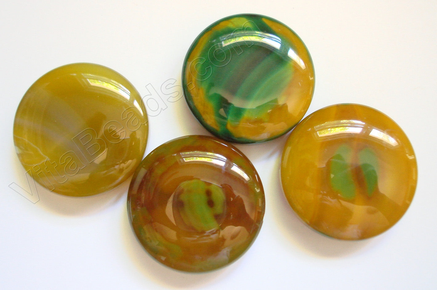 Pendant - Thick Round Pendant Magic Agate Brownish Yellow