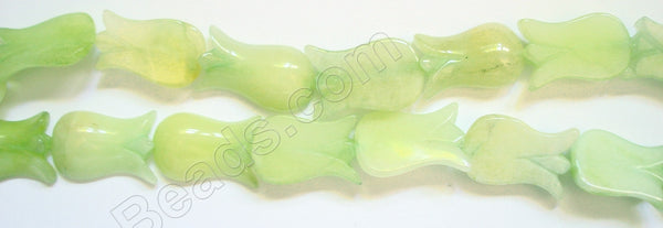Carved Half Tulip Strand  -  Dyed Lime Jade  16"