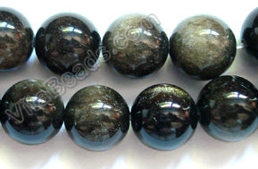 Golden Obsidian AA   -  Big Smooth Round Beads  16"