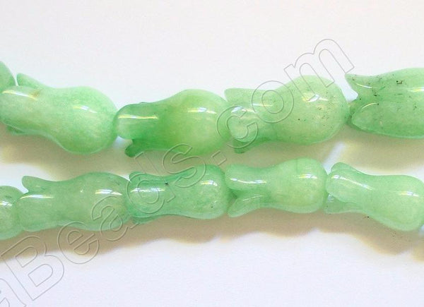 Dyed Green Jade  -  Carved Round Tulips Strand 16"