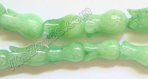 Dyed Green Jade  -  Carved Round Tulips Strand 16"