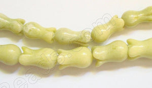 Lemon Chrysophase  -  Carved Round Tulips Strand 16"