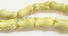 Lemon Chrysophase  -  Carved Round Tulips Strand 16"