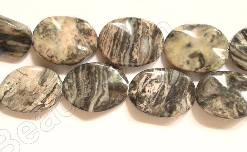 Pink Zebra Jasper  -  Wave Flat Ovals  16"